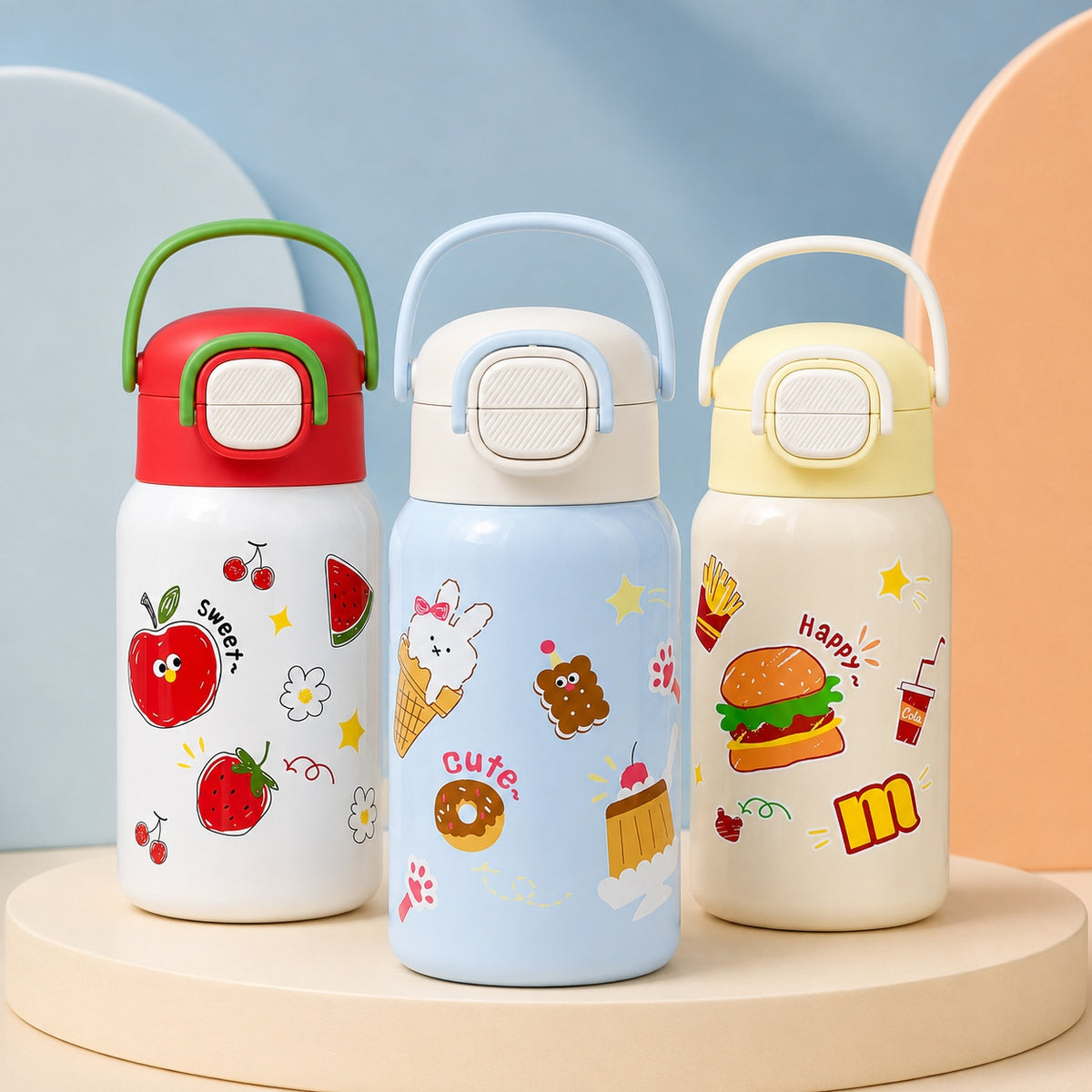 CMSH 3-Way Insulated Water Bottle with Cup Lid & Carry Sleeve – 18.6 oz