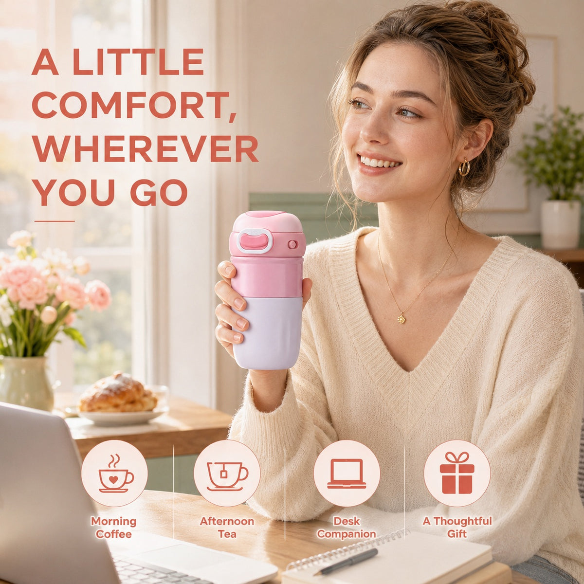 CMSH CozyLock Insulated Coffee & Tea Mug with Infuser – 12.8 oz