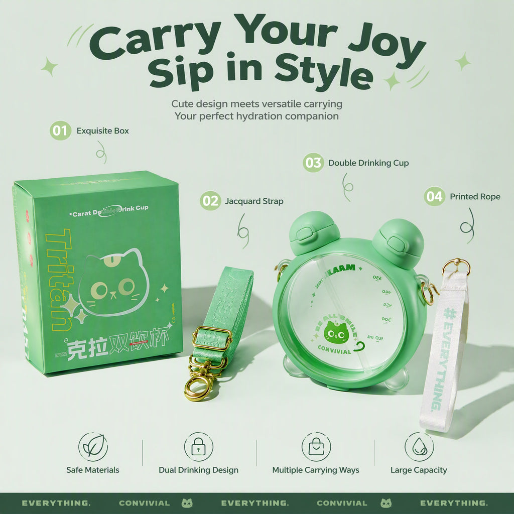 CMSH Carat Dual-Drink Crossbody Water Bottle – Matcha Green, 25 oz